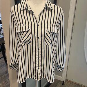 Boutique brand Skies Are Blue…Navy & White Striped Button-Up